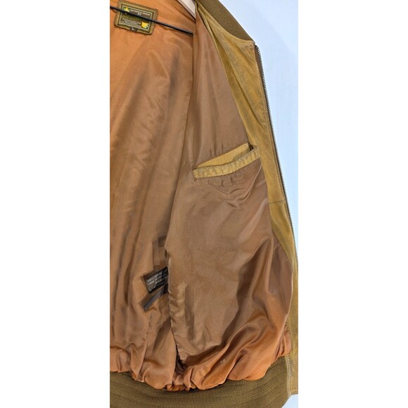 Vtg Guess Georges Marciano Bomber Jacket Leather Distressed Brown 80s 90s Men L - Picture 8 of 16